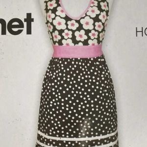 New GOURMET CLUB HOSTESS APRON Japanese cherry blossom flower floral polkadot